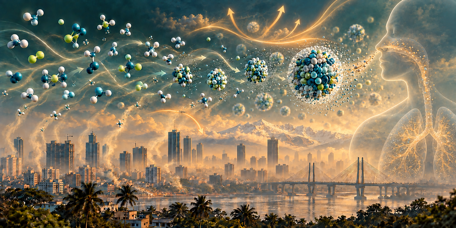 Molecules clustering into aerosol particles above a city affected by air pollution